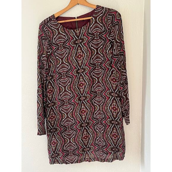 Womens prAna Cece Lined Dress Paisley Mahogany Color Lined Shift Dress Sz Small - Picture 2 of 5